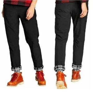 Eddie Bauer Polar Fleece Lined Pants Women's 12 Black Joggers Zip Pockets